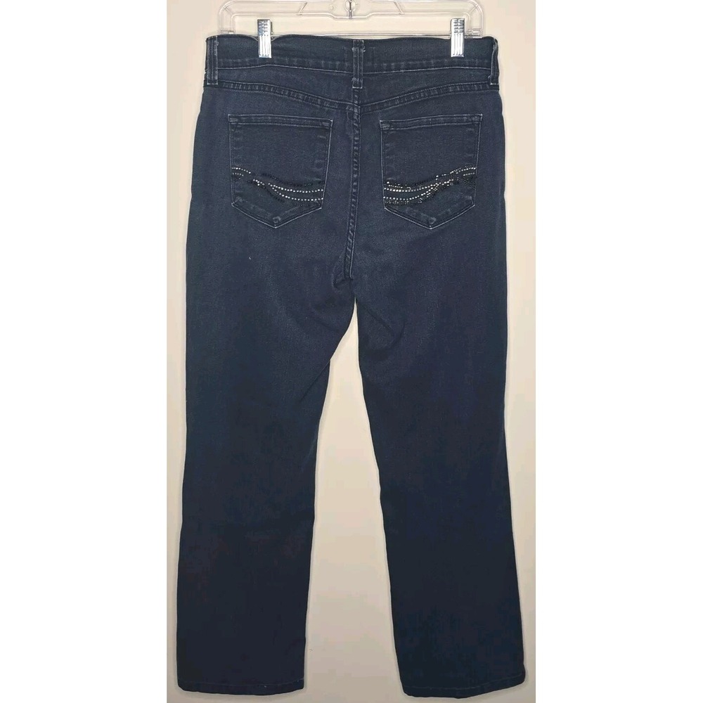 NYDJ Jeans Womens‎ 6 Blue Rhinestone Embellished Pockets Dark Wash Mid Rise